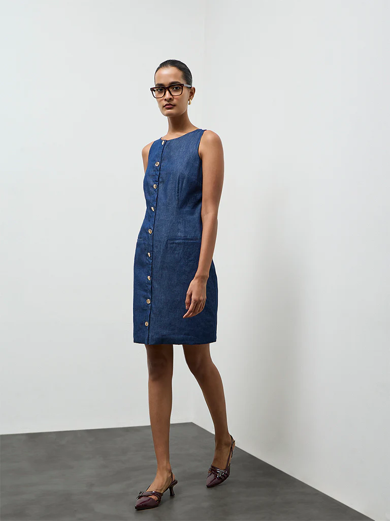 Wardrobe Indigo Denim Straight Dress - Image 2