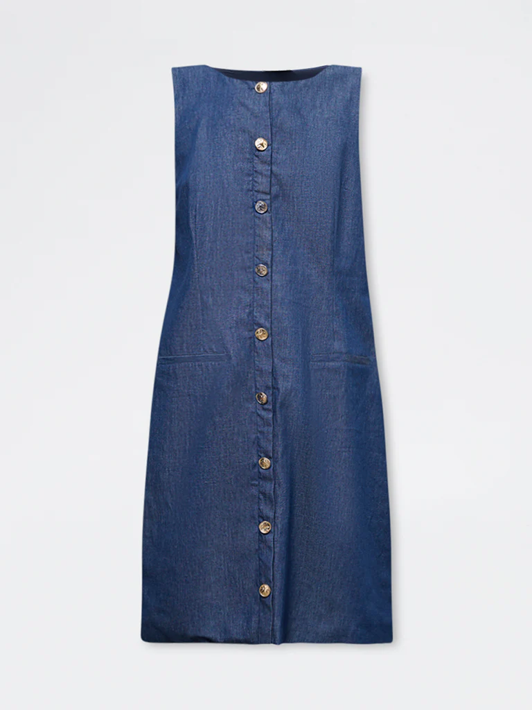 Wardrobe Indigo Denim Straight Dress - Image 5