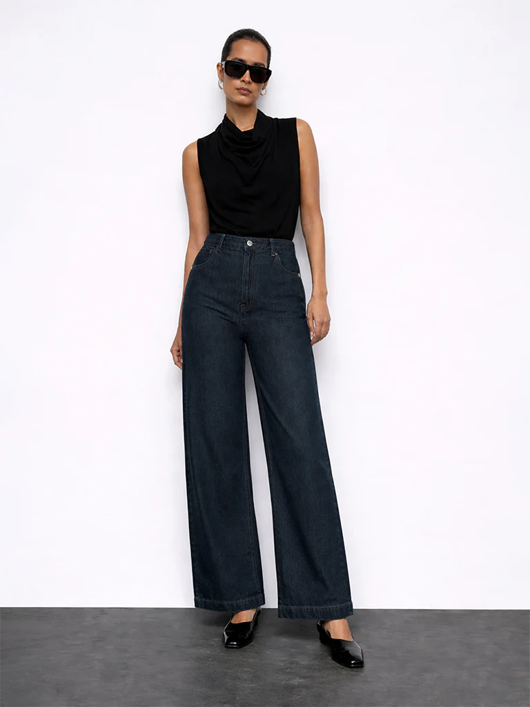 Wardrobe Indigo High-Rise Denim Trousers