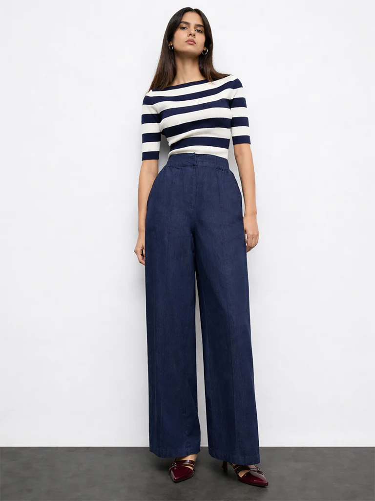 Wardrobe Indigo High-Rise Denim Trousers