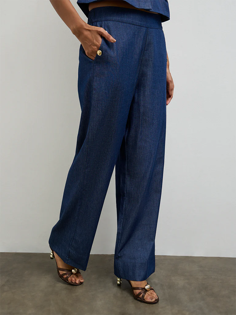 Wardrobe Indigo High-Rise Denim Trousers - Image 2