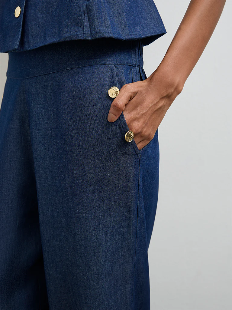 Wardrobe Indigo High-Rise Denim Trousers - Image 3
