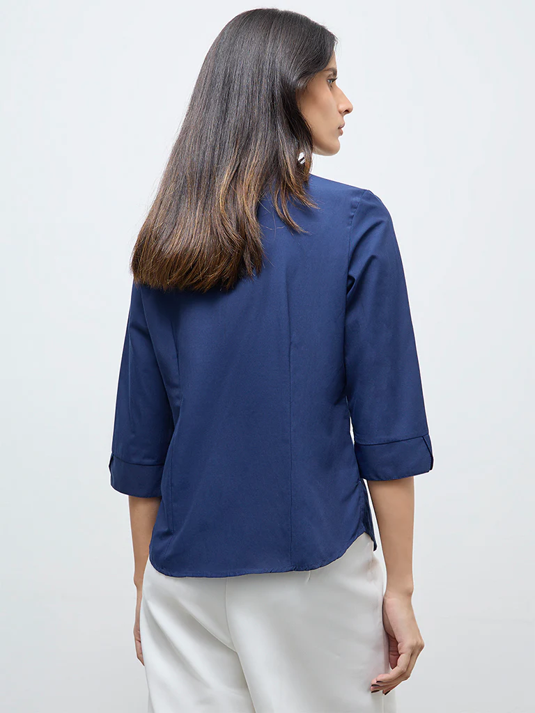 Wardrobe Indigo Solid Shirt - Image 4