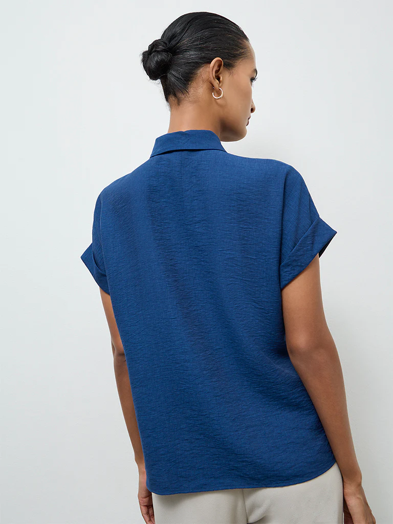 Wardrobe Indigo Tie-Up Blouse - Image 4