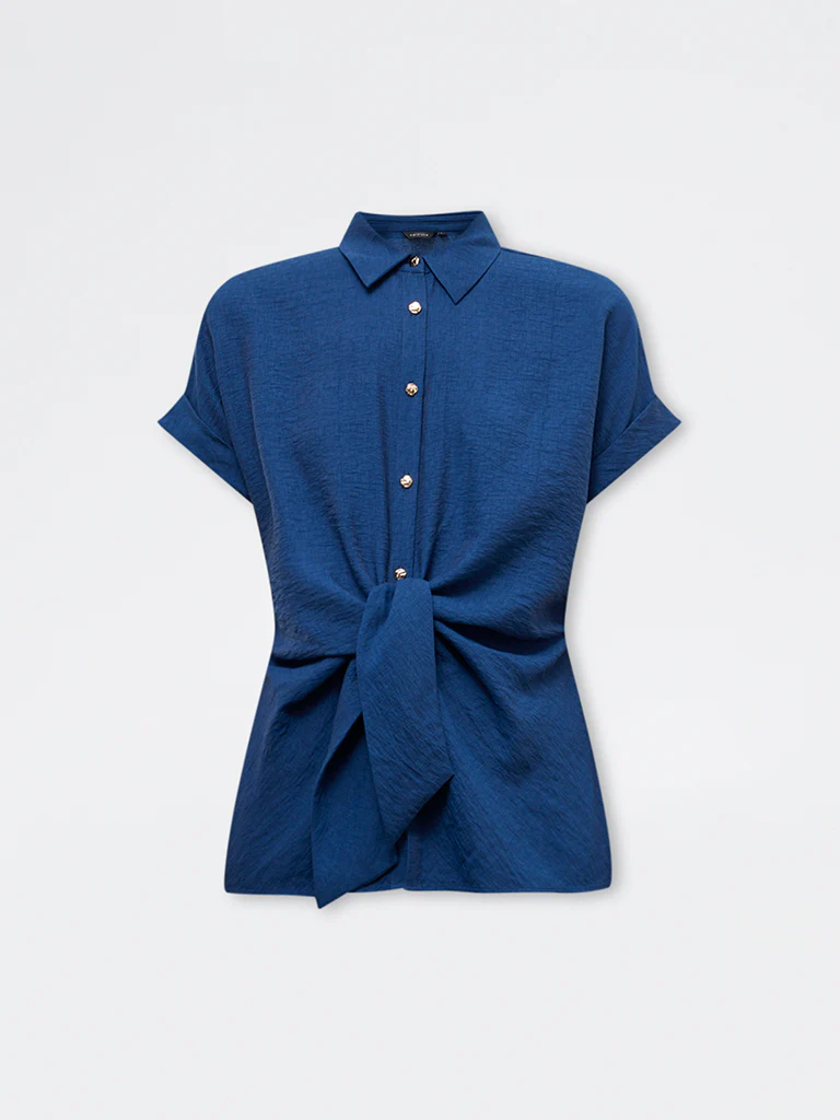 Wardrobe Indigo Tie-Up Blouse - Image 5