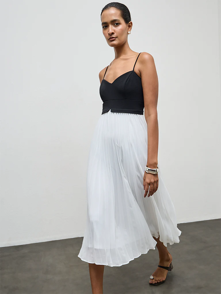 Wardrobe Ivory Accordion Pleated A-Line Dress - Image 2