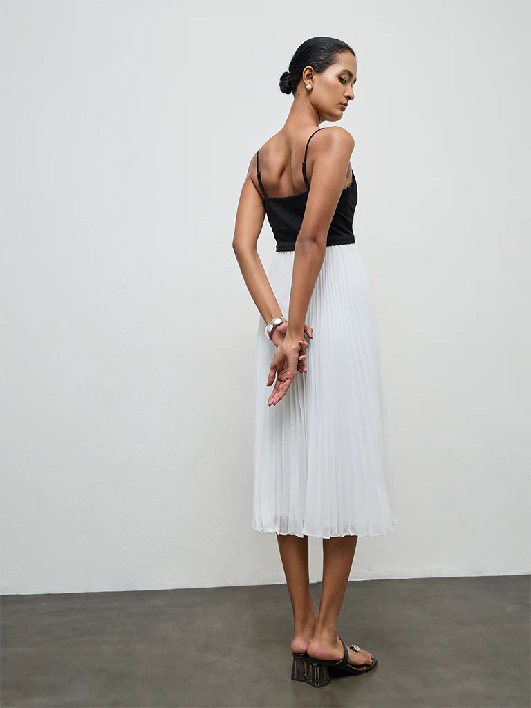 Wardrobe Ivory Accordion Pleated A-Line Dress - Image 4