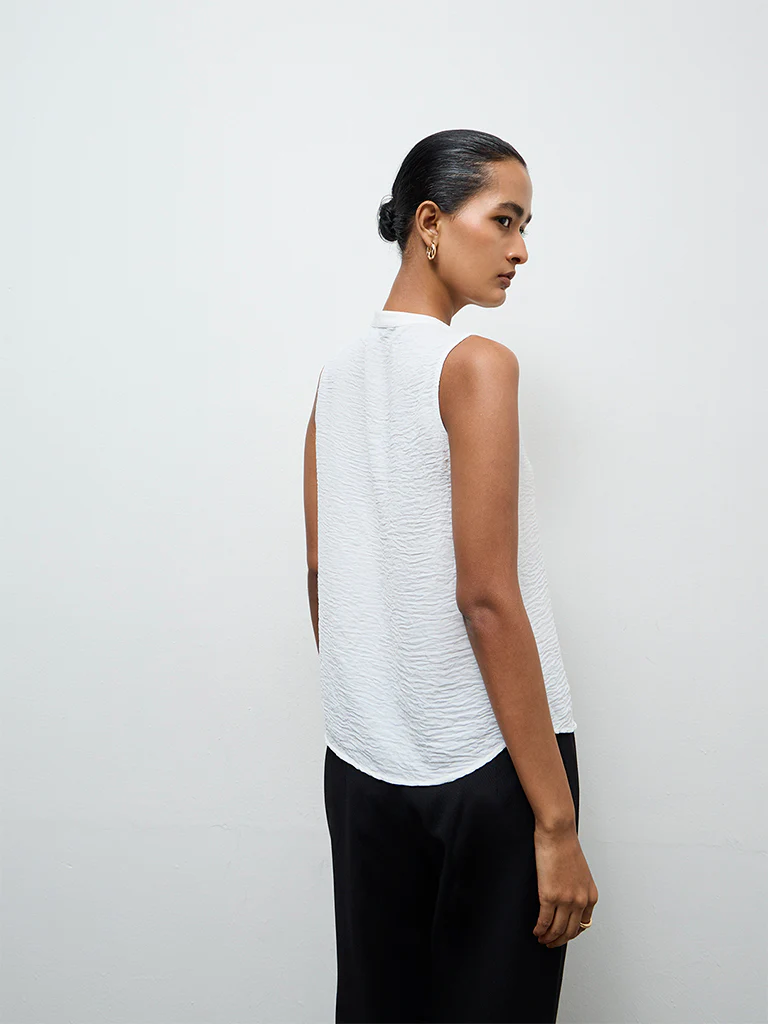 Wardrobe Ivory Crinkle-Textured Blouse - Image 4