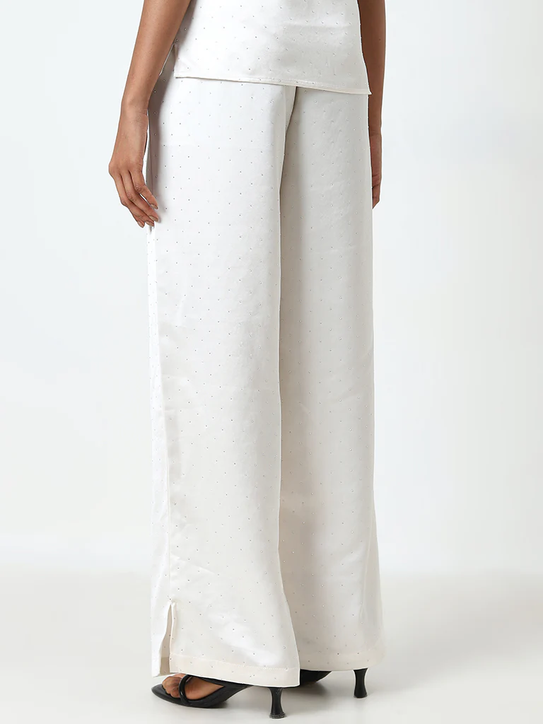 Wardrobe Ivory Embellished High-Rise Trousers - Image 4