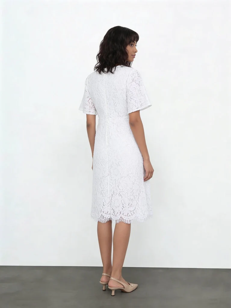 Wardrobe Ivory Floral Lace A-Line Dress - Image 3
