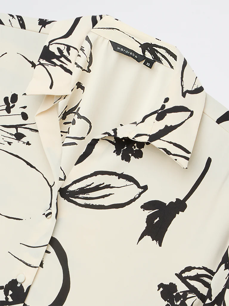 Wardrobe Ivory Floral Printed Shirt - Image 3