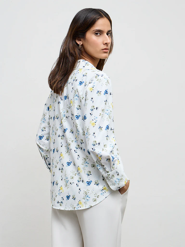 Wardrobe Ivory Floral Printed Shirt - Image 4