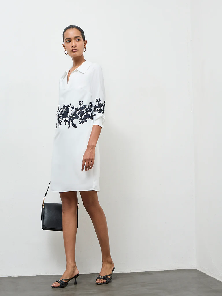 Wardrobe Ivory Foliage Printed Shirt Dress - Image 2