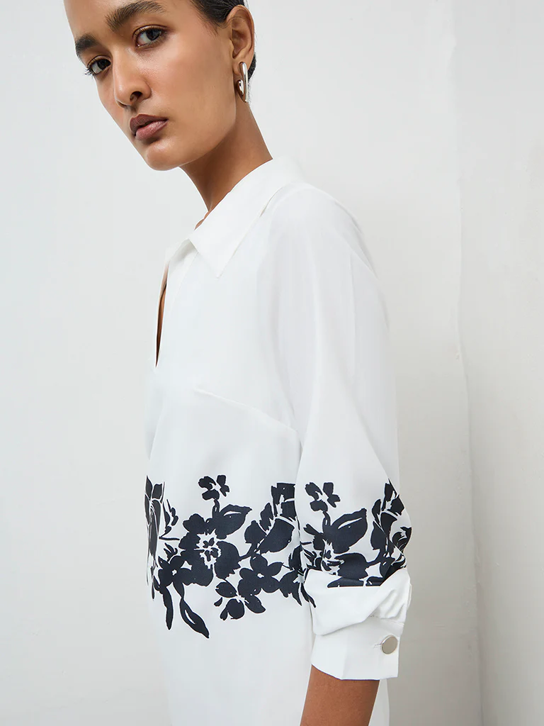 Wardrobe Ivory Foliage Printed Shirt Dress - Image 3