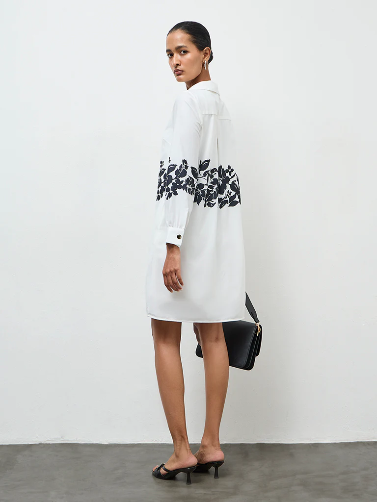 Wardrobe Ivory Foliage Printed Shirt Dress - Image 4
