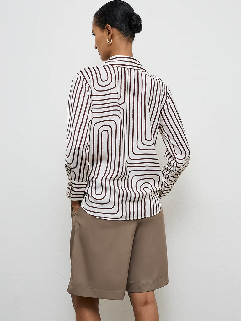 Wardrobe Ivory Geometric Printed Shirt - Image 4