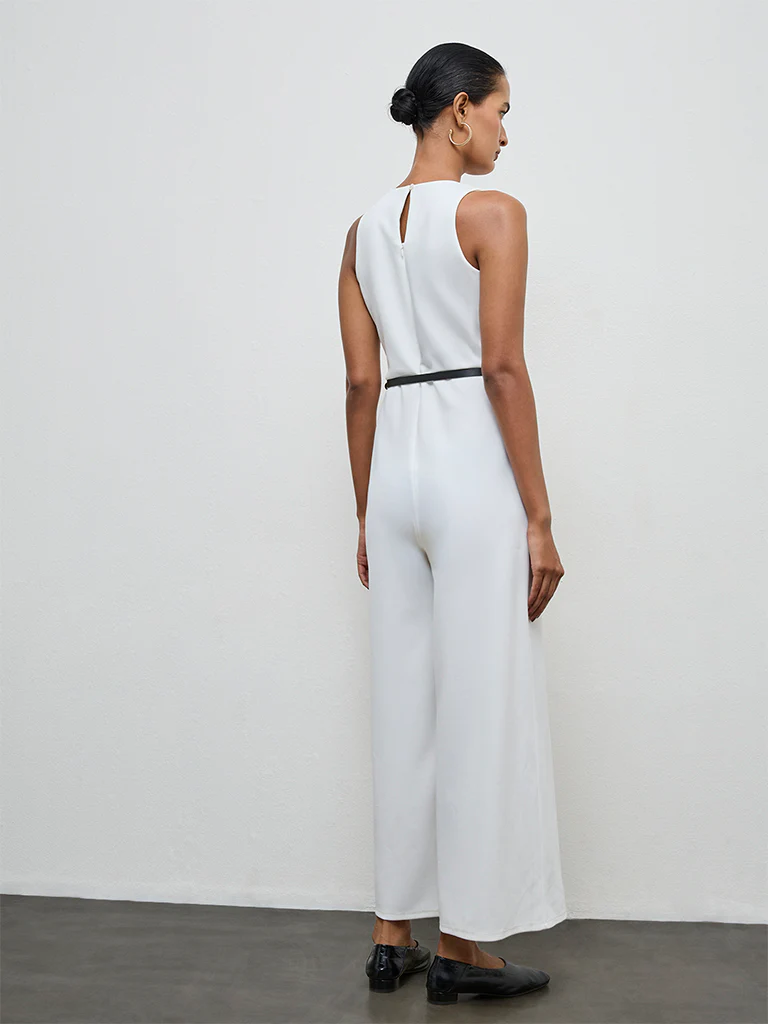 Wardrobe Ivory Jumpsuit with Belt and Corsage Set - Image 4
