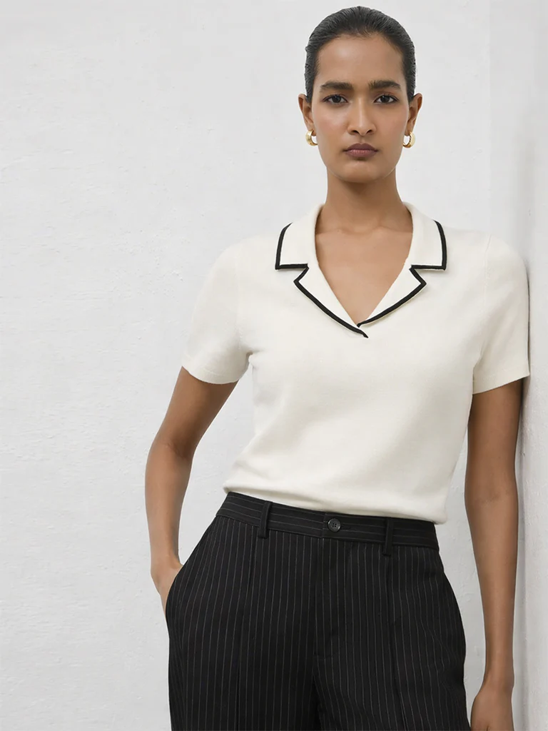 Wardrobe Ivory Knit-Textured Top - Image 2