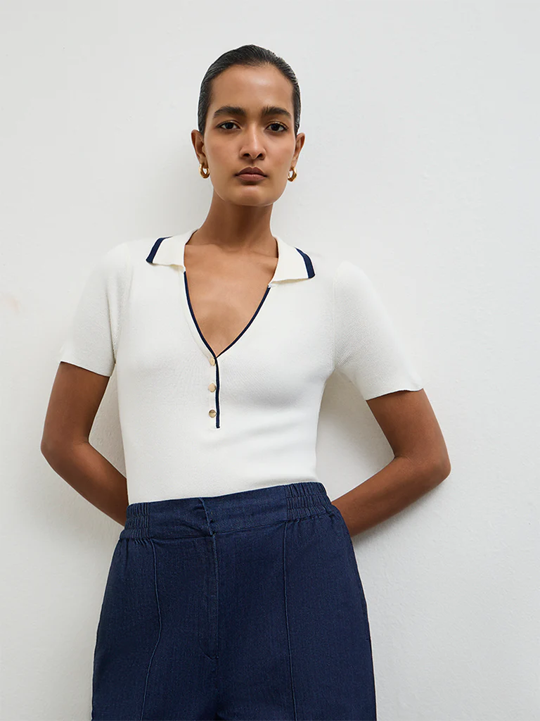 Wardrobe Ivory Knit-Textured Top - Image 2