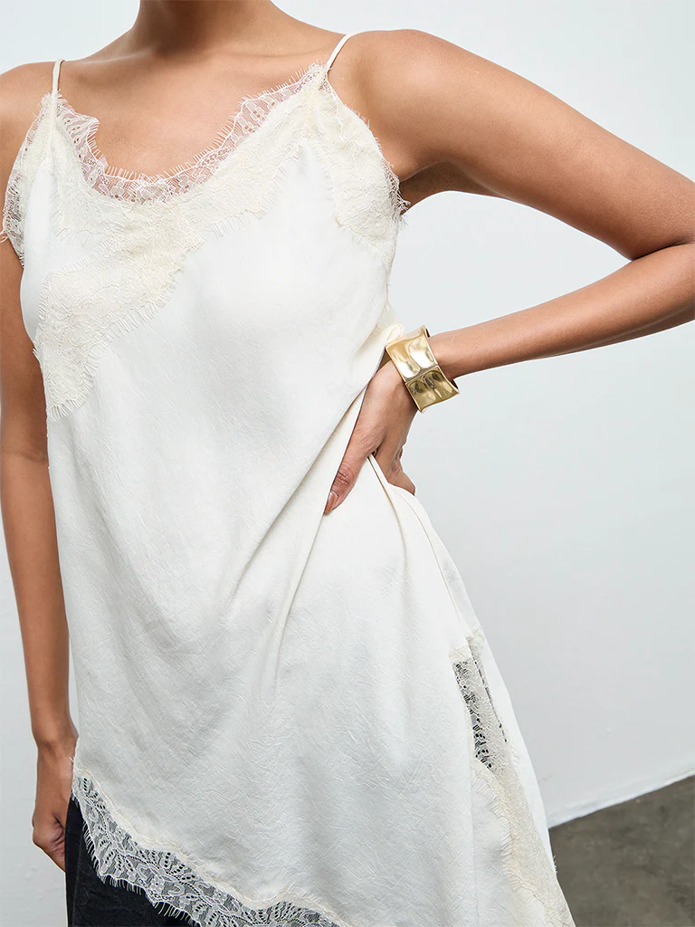 Wardrobe Ivory Lace-Detailed Asymmetrical Top - Image 3