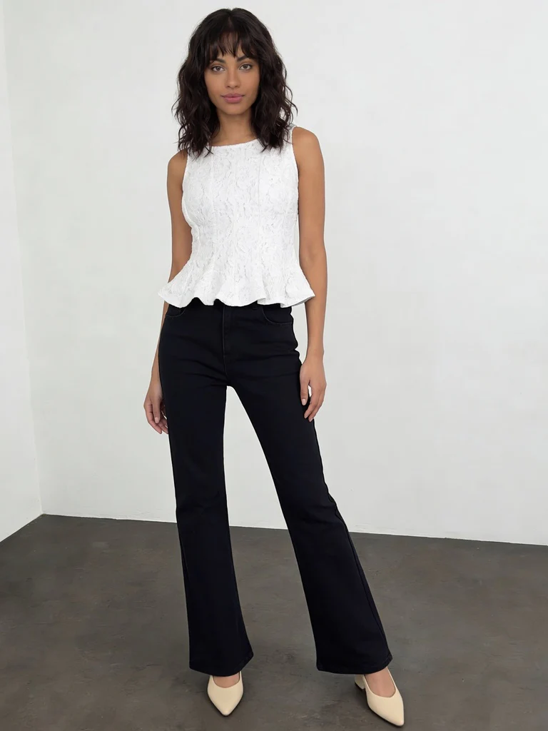 Wardrobe Ivory Lace Peplum Top