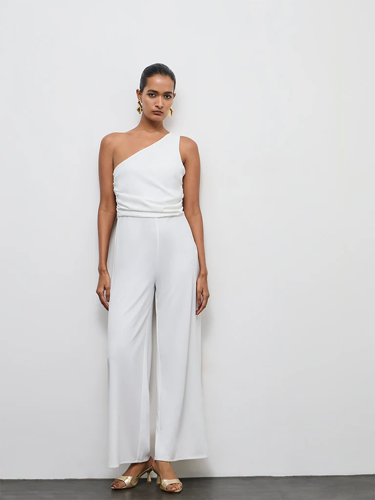 Wardrobe Ivory One-Shoulder Jumpsuit