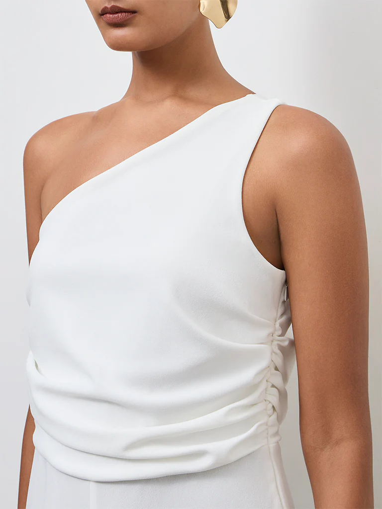 Wardrobe Ivory One-Shoulder Jumpsuit - Image 3