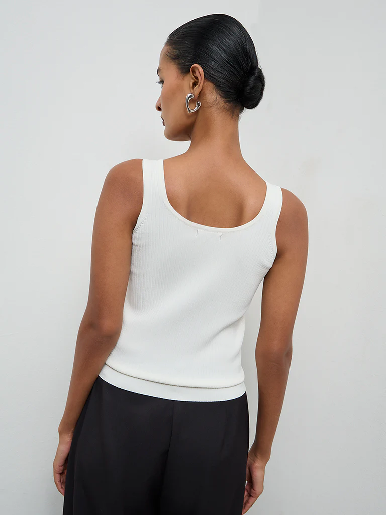 Wardrobe Ivory Ribbed Textured Tank Top - Image 4