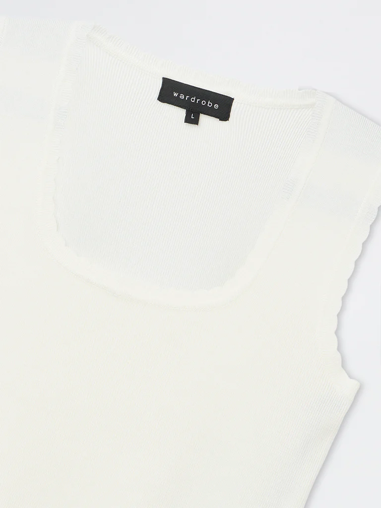 Wardrobe Ivory Ribbed-Textured Tank Top - Image 3