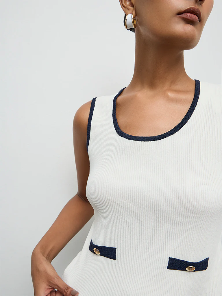 Wardrobe Ivory Ribbed Textured Top - Image 3