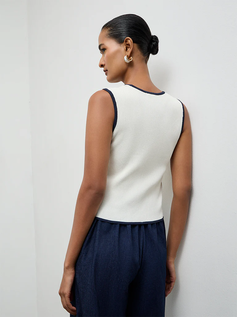 Wardrobe Ivory Ribbed Textured Top - Image 4