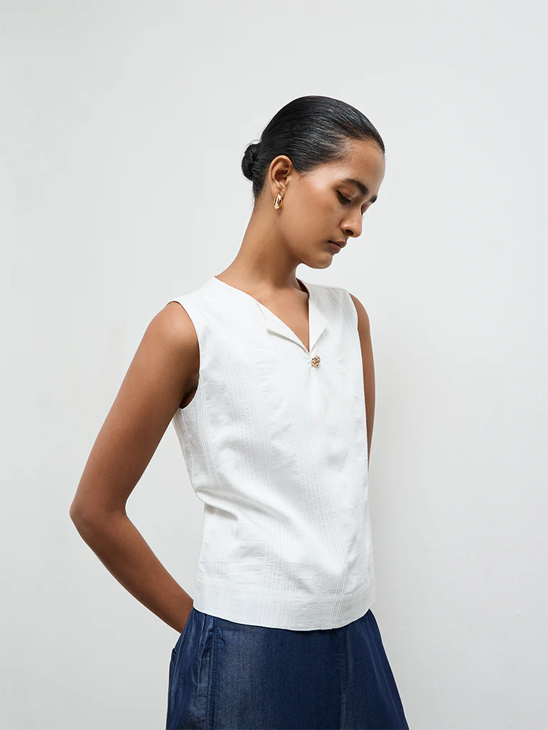 Wardrobe Ivory Self-Striped Blouse - Image 2