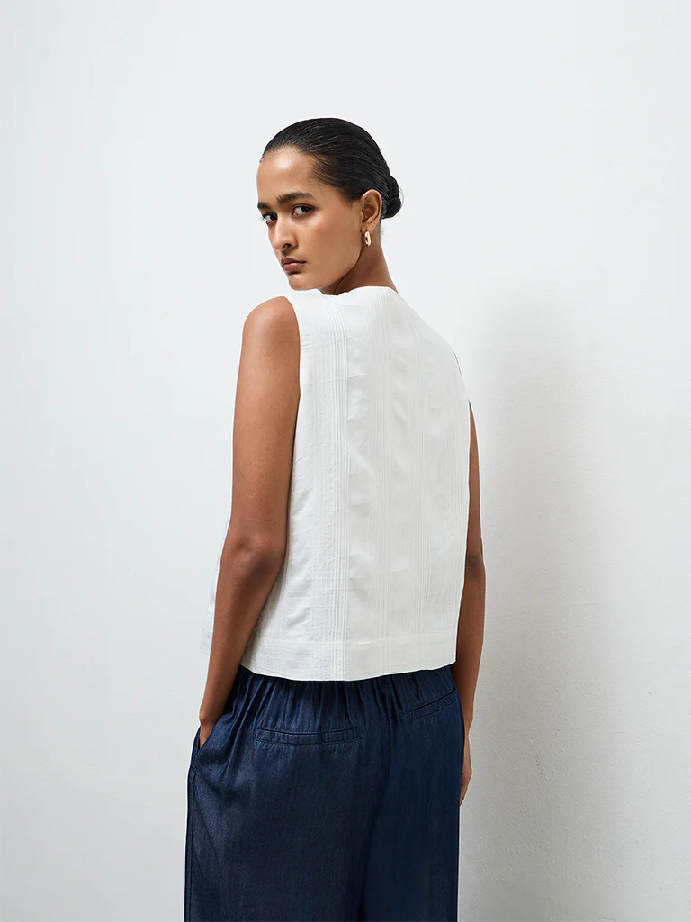 Wardrobe Ivory Self-Striped Blouse - Image 4