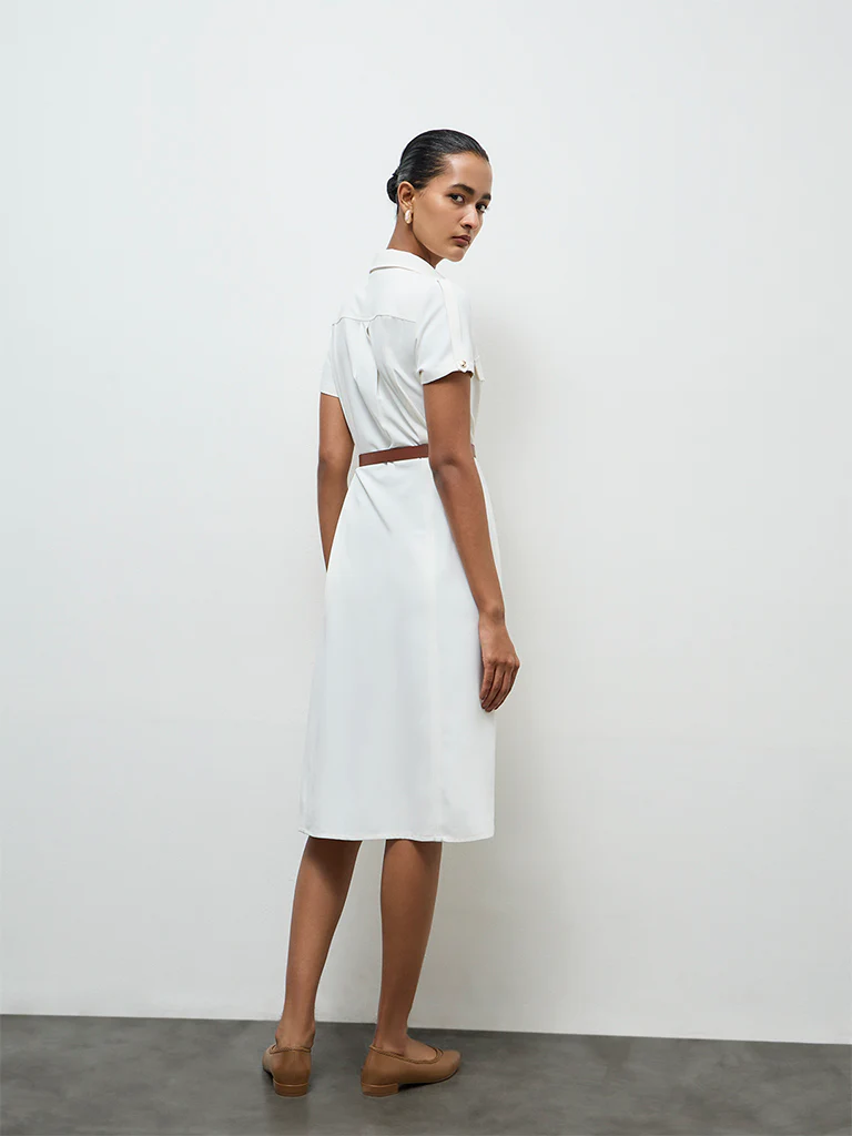 Wardrobe Ivory Shirt Dress with Belt - Image 3
