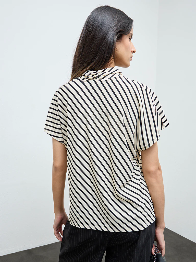 Wardrobe Ivory Stripe Printed Top - Image 4