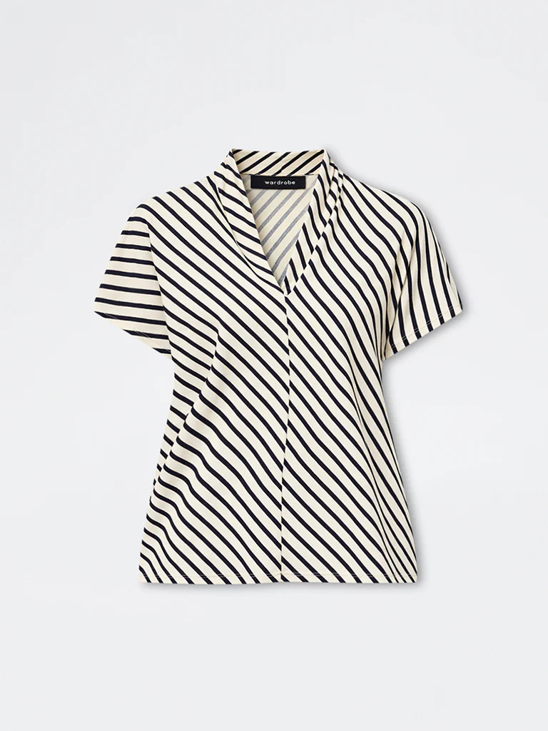 Wardrobe Ivory Stripe Printed Top - Image 5