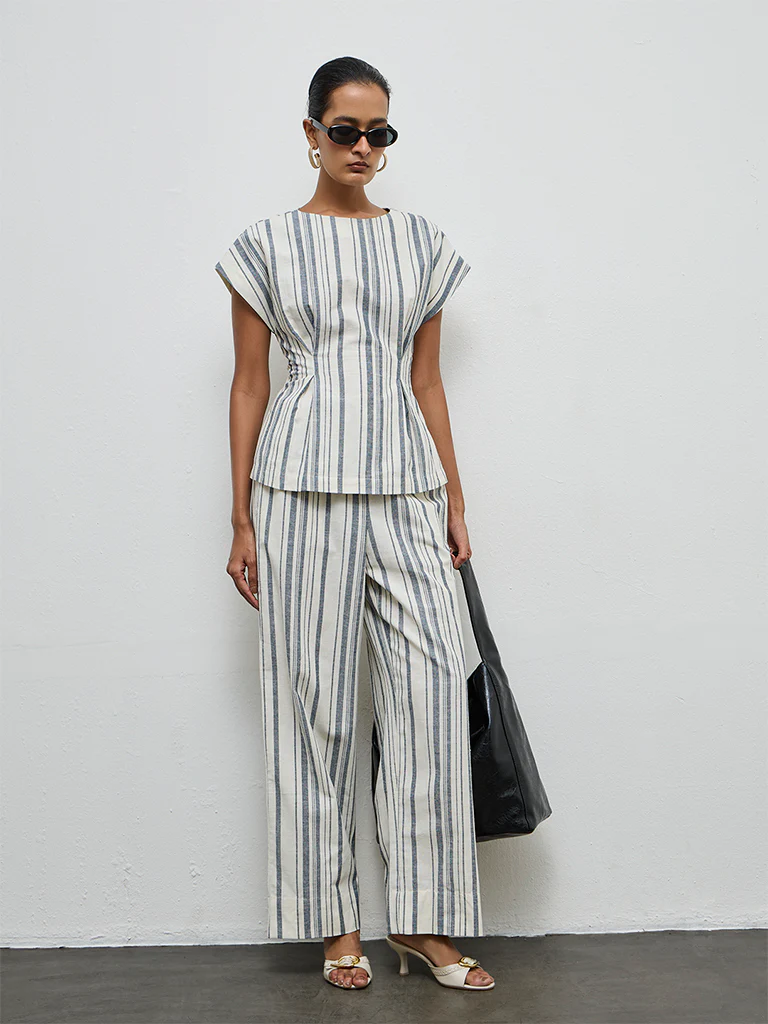 Wardrobe Ivory Striped Cotton-Blend Top - Image 3