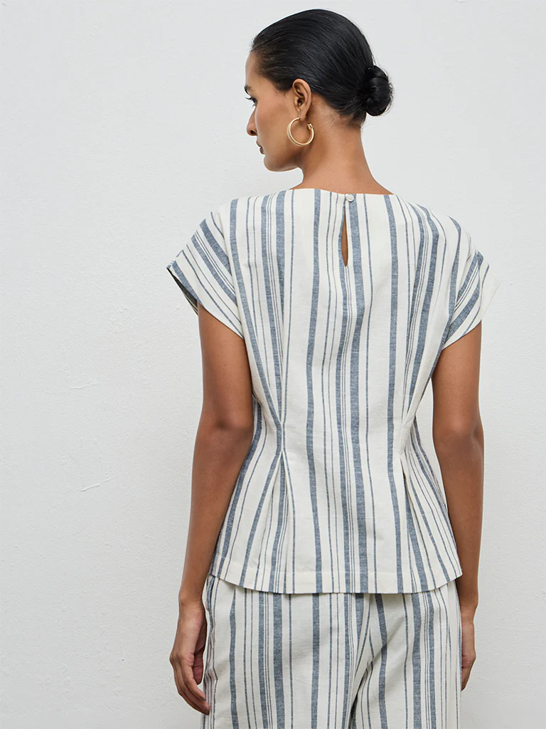 Wardrobe Ivory Striped Cotton-Blend Top - Image 4
