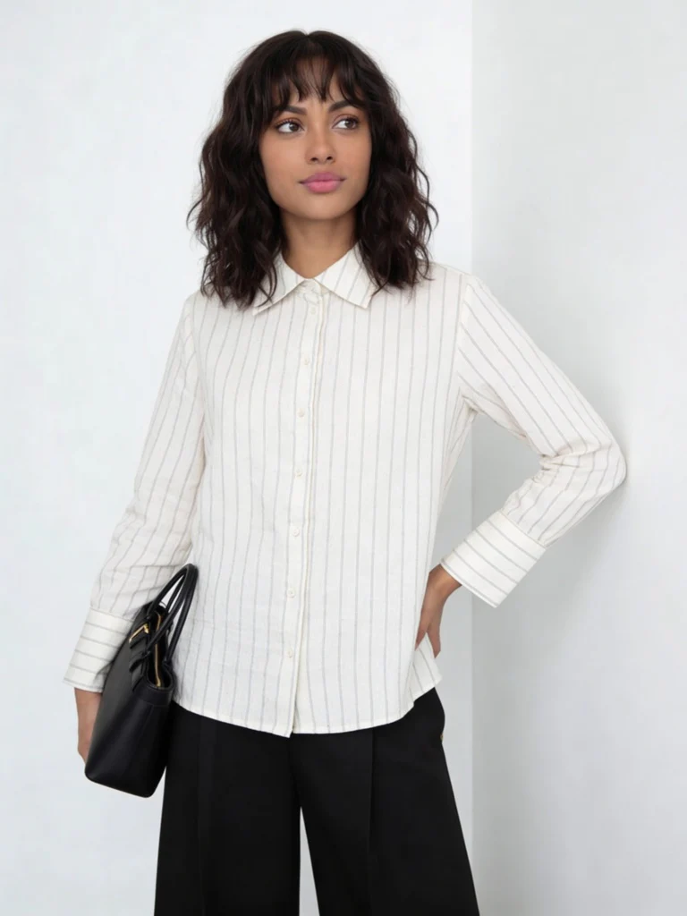 Wardrobe Ivory Striped Shirt - Image 2