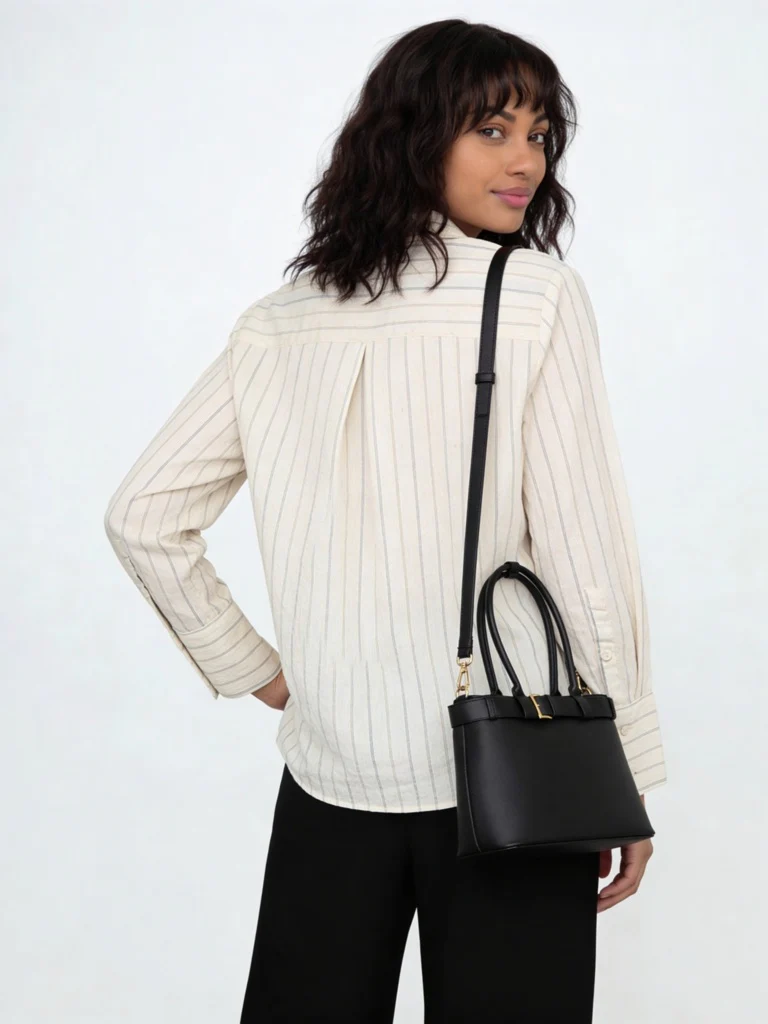 Wardrobe Ivory Striped Shirt - Image 4