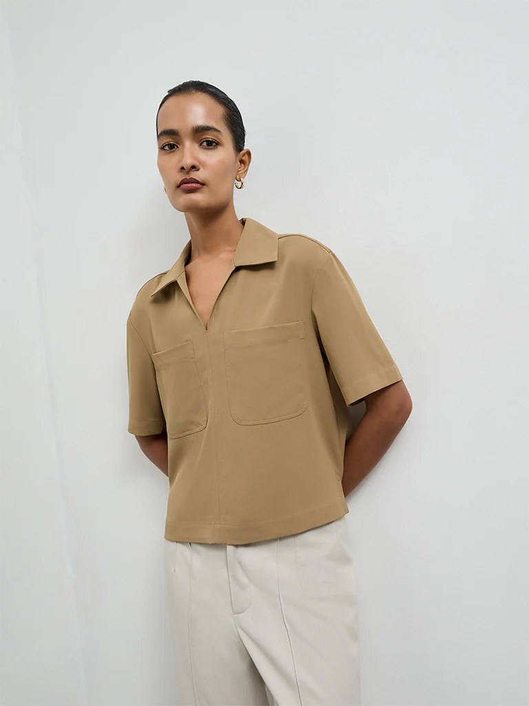 Wardrobe Khaki Solid Blouse