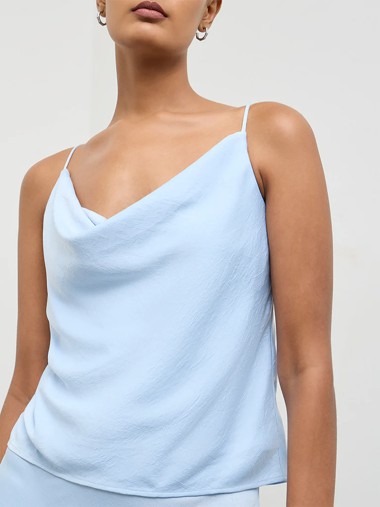 Wardrobe Light Blue Cowl-Neck Top - Image 3