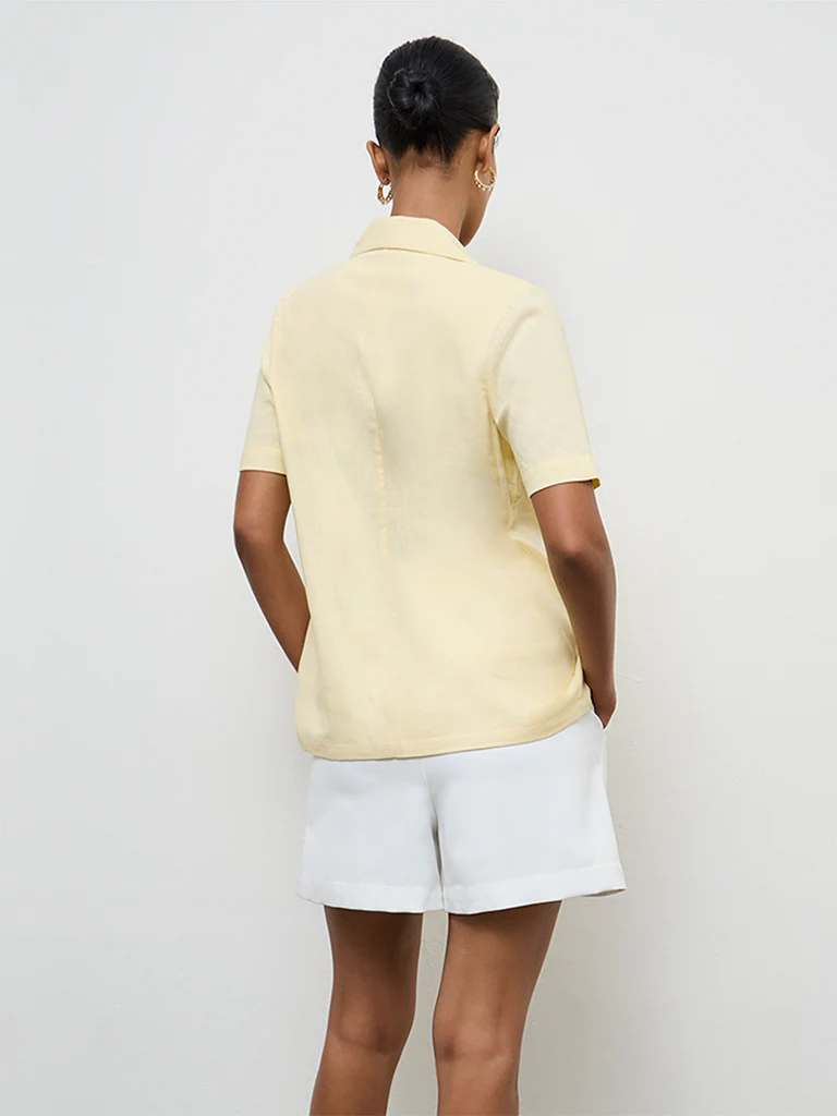 Wardrobe Light Yellow Blazer-Style Blazer - Image 4