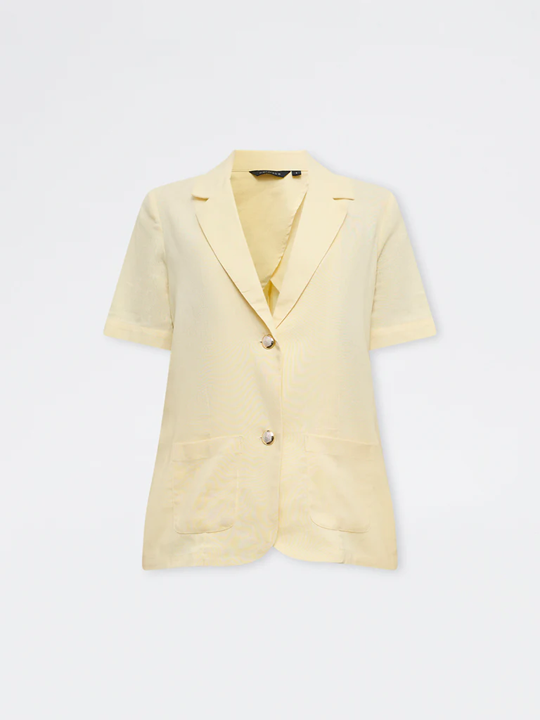 Wardrobe Light Yellow Blazer-Style Blazer - Image 5