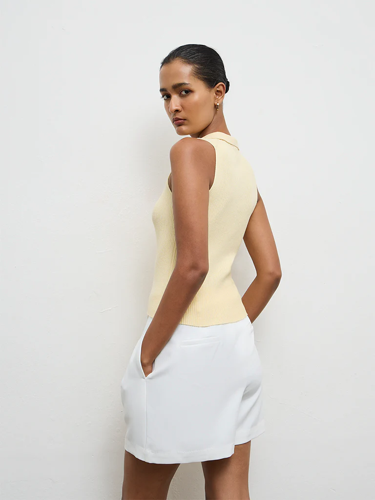 Wardrobe Light Yellow Ribbed Top - Image 4