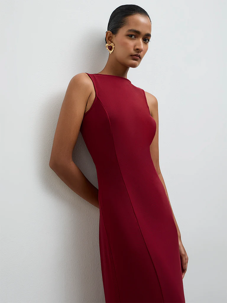 Wardrobe Maroon A-Line Dress - Image 3