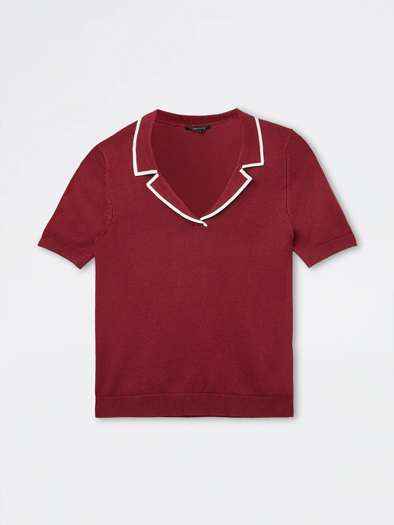 Wardrobe Maroon Knit-Textured Top - Image 3