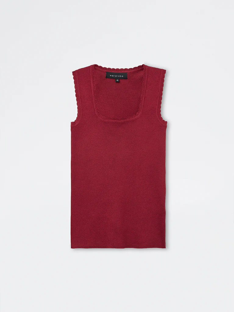 Wardrobe Maroon Ribbed-Textured Tank Top - Image 5