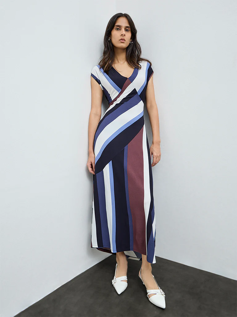 Wardrobe Multicolour Striped A-Line Dress - Image 2
