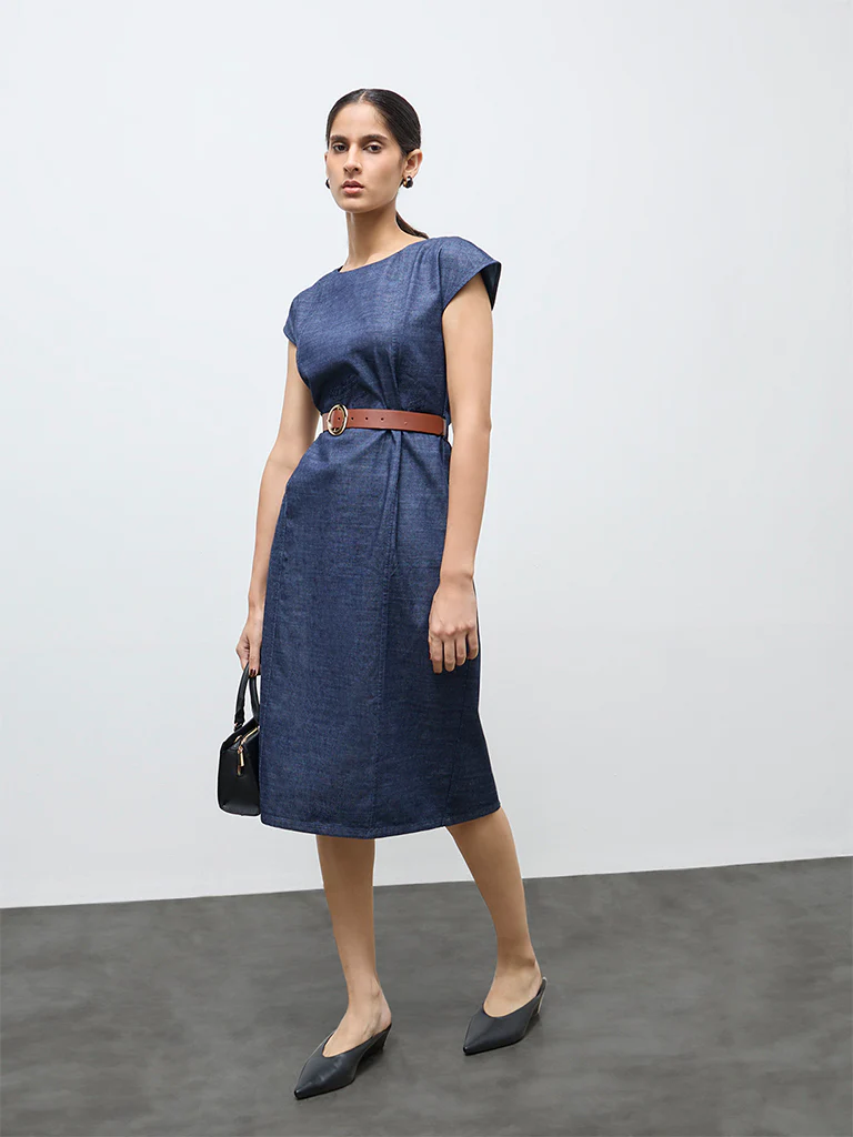 Wardrobe Navy A-Line Dress - Image 2